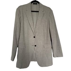 Theory Beige Neutral Linen Oversized Blazer Jacket Womens 8 Sharkskin Crunch